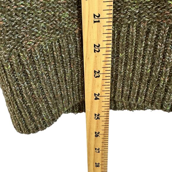 Old Navy Womens Knit V-Neck Pullover Sweater SZ M Green Gremlin Chunky Academia - Picture 4 of 7